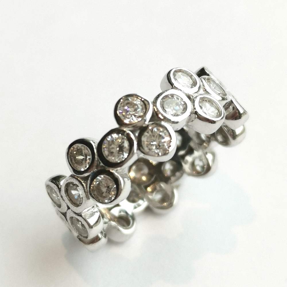 Sterling Silver CZ "Bubbles"  Eternity Band Stacking ring size 9 🆕